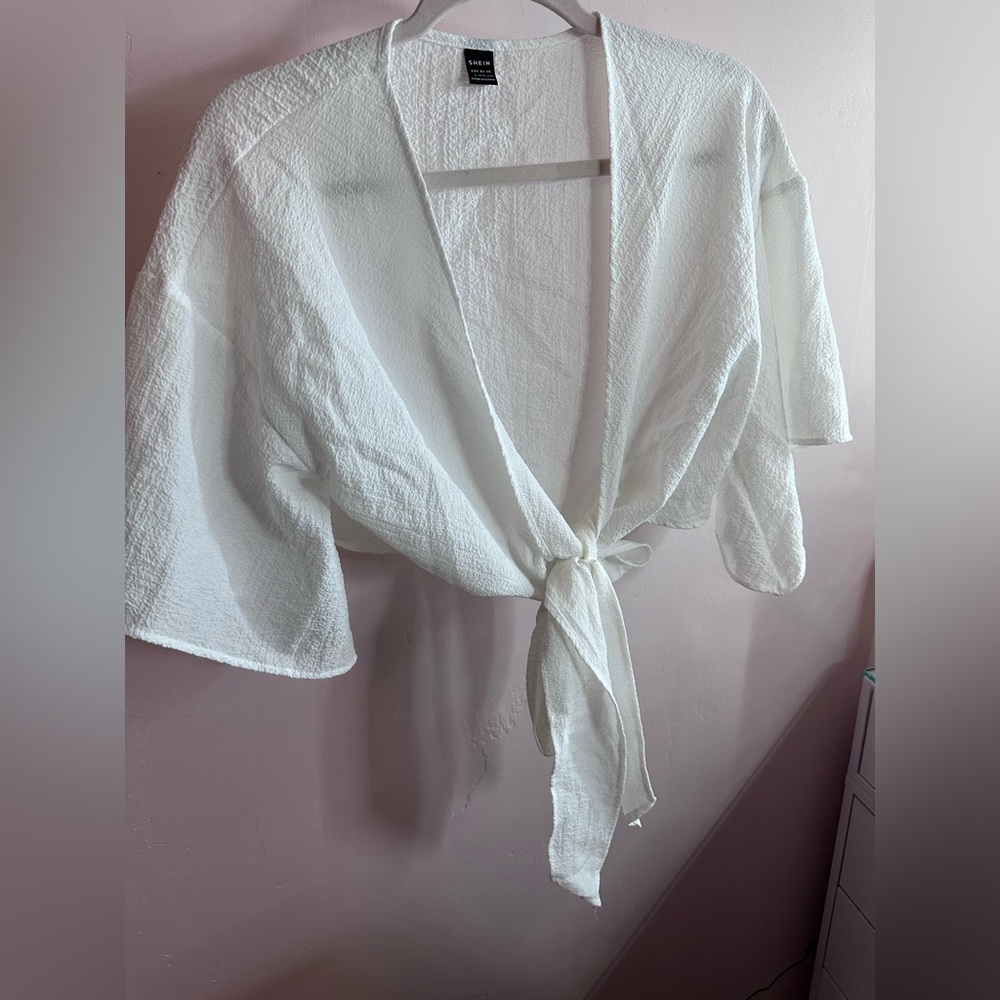 White Tie-Front Kimono Top